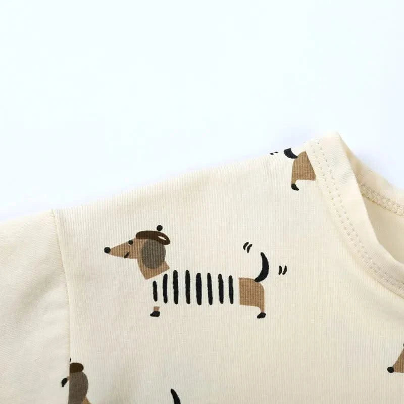 Summer Kids Clothes Boys Outfit Set Cartoon Print Cotton Short Sleeve Tops Shorts 2 Pcs Fashion Children Clothing 1-3 Years