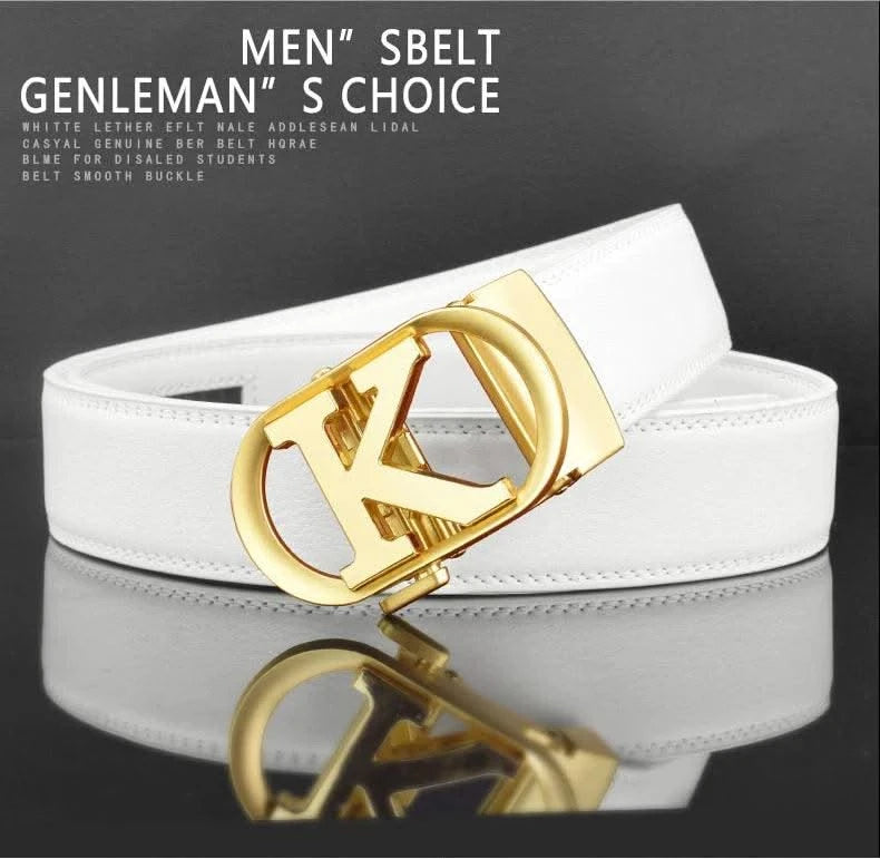 Men Fashion K Letter High quality Genuine Leather  Designer Belts | Male Waist Strap