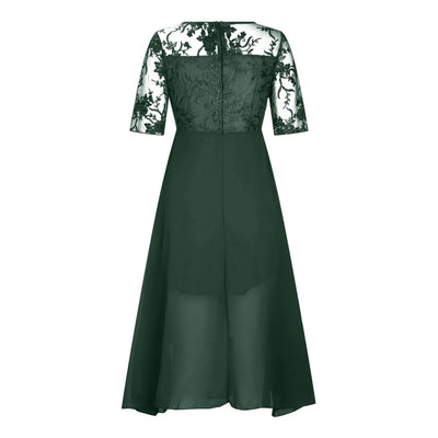 Elegant Outfits Summer Dresses For Women 2023 Tea Length Embroidery Lace Chiffon Mock Dress Formal Occasion Dresses Vestidos