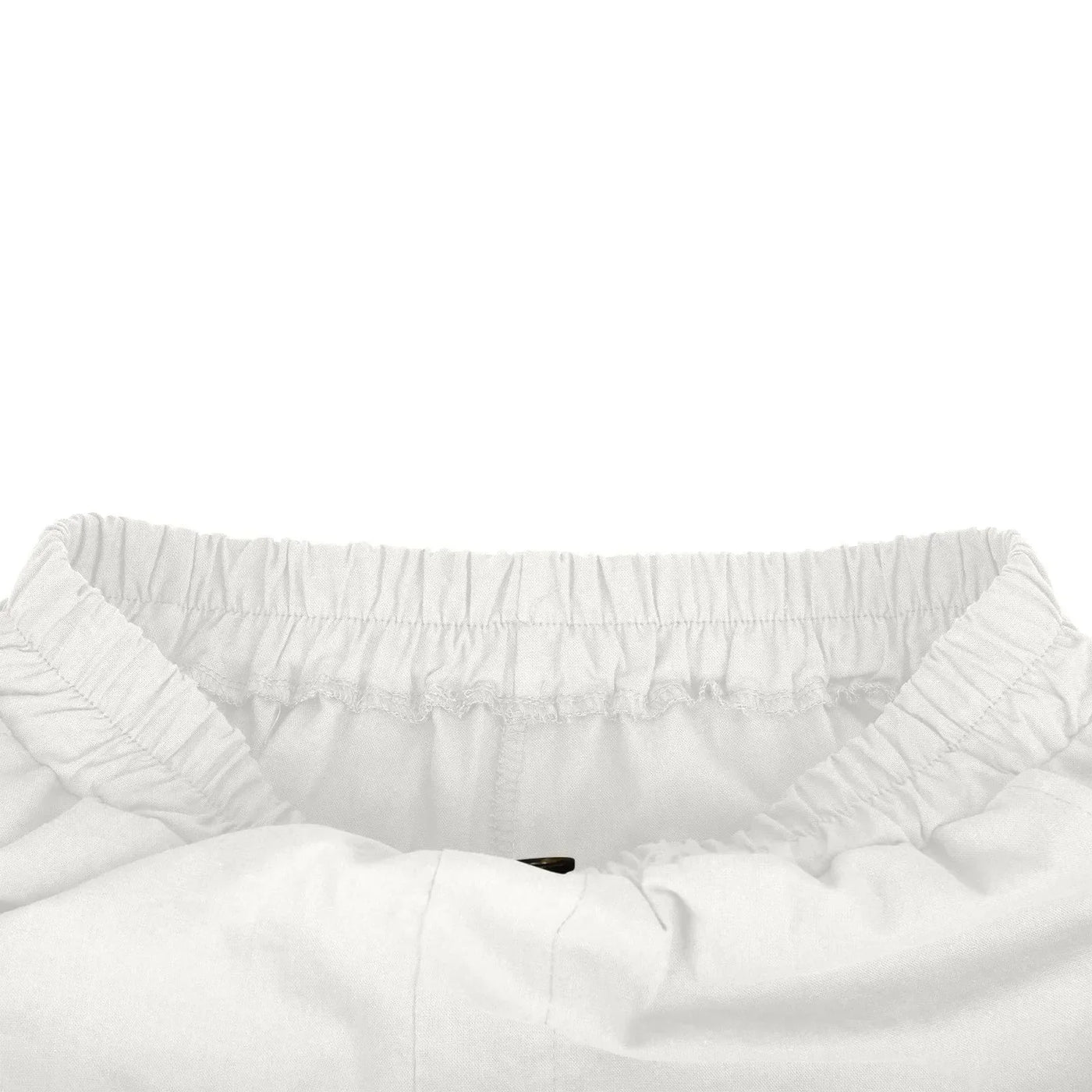 Women's Fashion Solid Color Cotton Linen Shorts - Loose Elastic Waist Capris with Pocket and Button Up Design