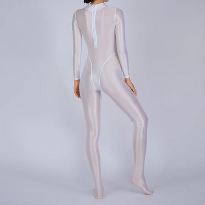 Sexy Womens Glossy Shiny Silky Tights Swimsuit Leggings Bodysuit Jumpsuit Ladies Elasticity Breathable Leotard Sleeping Romper