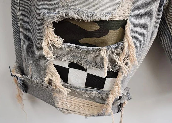 Man Denim Shorts Camouflage Hip Hop Graphic Short Jeans Pants for Men Original Distressed Thin New in Rude Streetwear Designer