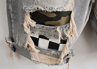 Man Denim Shorts Camouflage Hip Hop Graphic Short Jeans Pants for Men Original Distressed Thin New in Rude Streetwear Designer