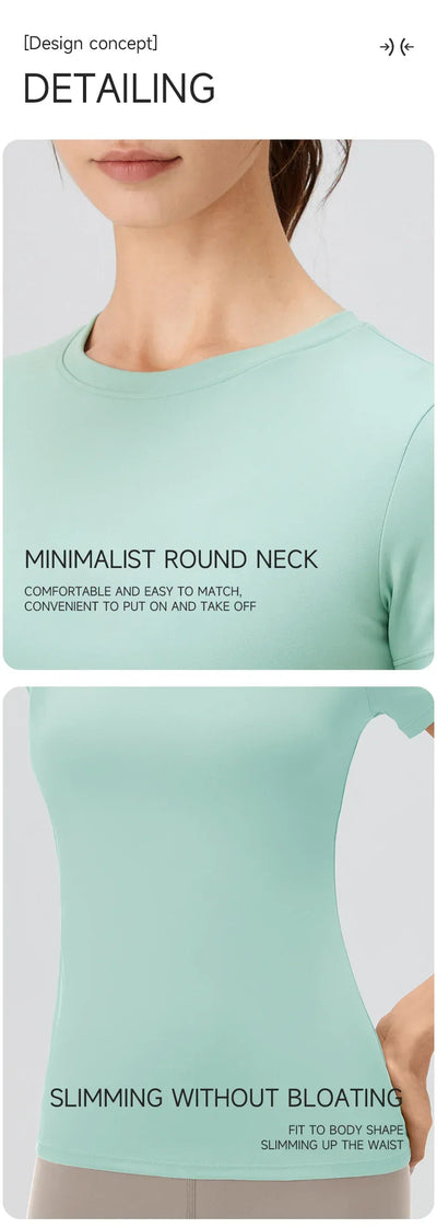 2024 Women Sports Shirt Tight Yoga top Quick Dry Gym Top Outdoor Short Sleeve Running Sportswear Women T-shirts - Elanique