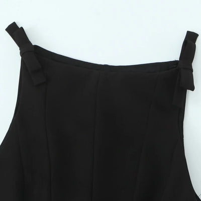 TRAF Top for Women Fashion Summer Short Skirt Hem Bow Sleeveless O-neck Blouse Street Clothing Vest Tank Chic Ladies Tops Mujer