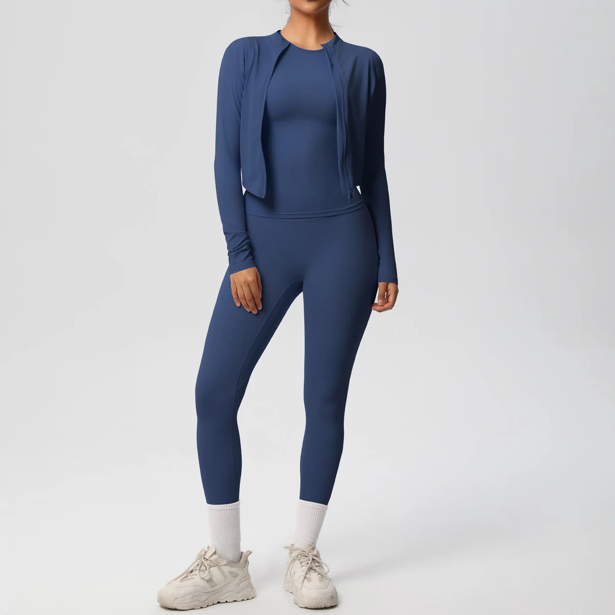 Women Sportswear Yoga Set Workout Clothes Athletic Wear Sports Gym Legging Fitness Top Long Sleeve Yoga Suit ﻿