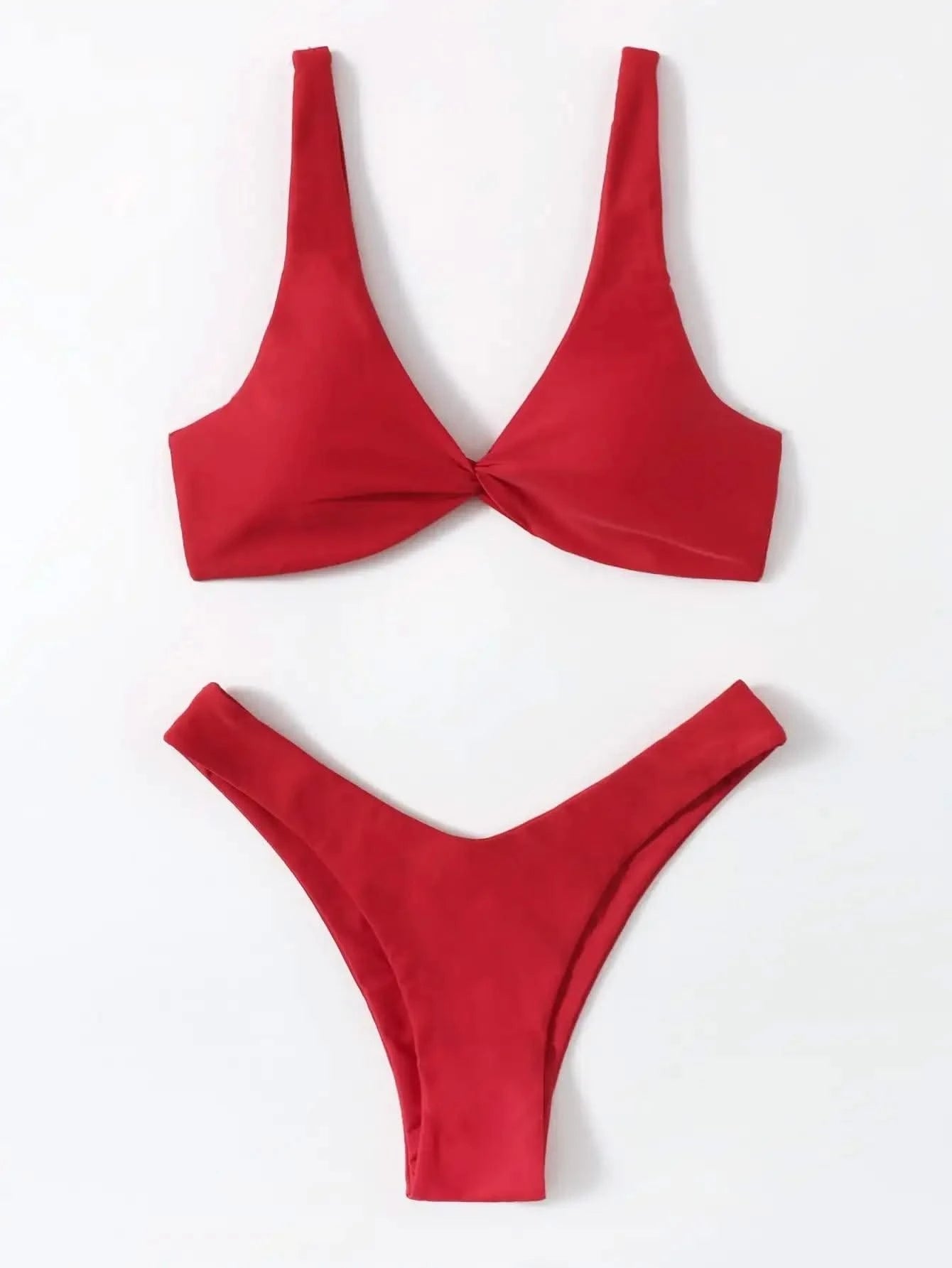 OIINAA Bathing Suit Women Solid Sexy Swimsuit Bow Tie Drawstring Lace Up Summer Bikini Set Two-pieces Beachwear Thong Biquinis