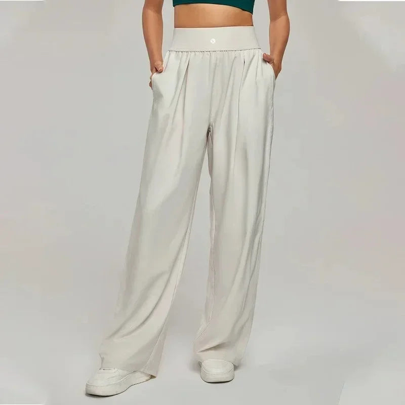 Women's High Waisted Hip Lifting Yoga Wide Leg Pants Athletic Casual Fitness Pants