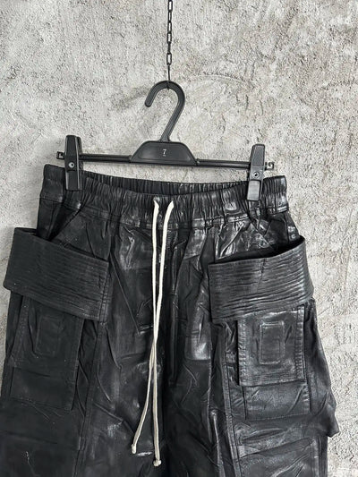 Owen Seak Men Oil Wax Jeans Short Denim Casual Cotton Gothic Men's Clothing Summer Knee Length Loose Black Short