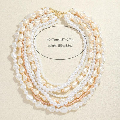 Luxury Exaggerated Multi-layer Pearl Necklace Women Romantic Elegant Baroque Long Chain Jewelry Accessories Bride Wedding Party
