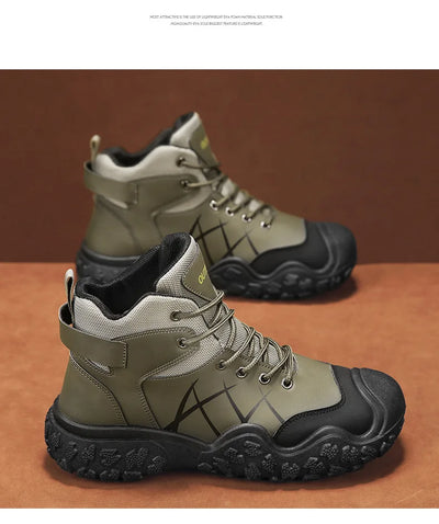 2025 Outdoor Men's Boots Hiking Shoes for Men Outdoor Boots Warm Leather Climbing Mens Shoes Waterproof Non-slip Men Ankle Boots
