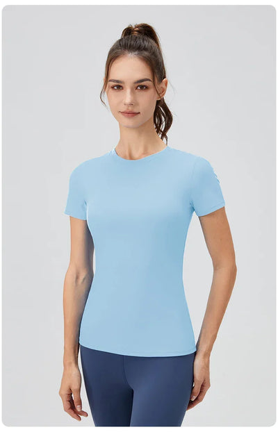 2024 Women Sports Shirt Tight Yoga top Quick Dry Gym Top Outdoor Short Sleeve Running Sportswear Women T-shirts - Elanique