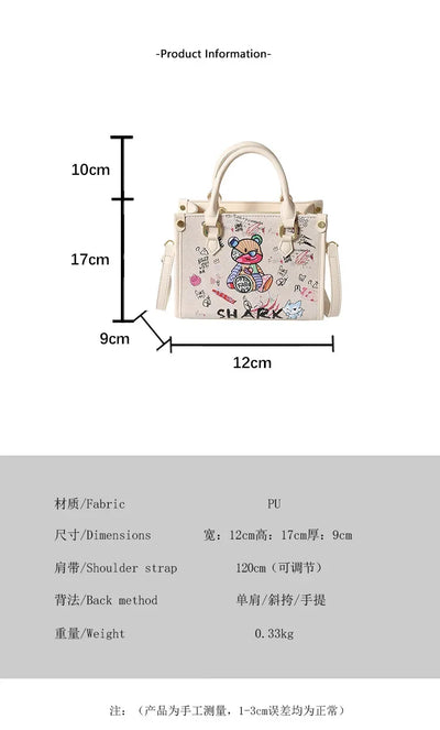 2025 Designer-Inspired Doodle Handbag - Women's Elegant Shoulder Tote, Spacious Summer Crossbody Purse with Top Handle