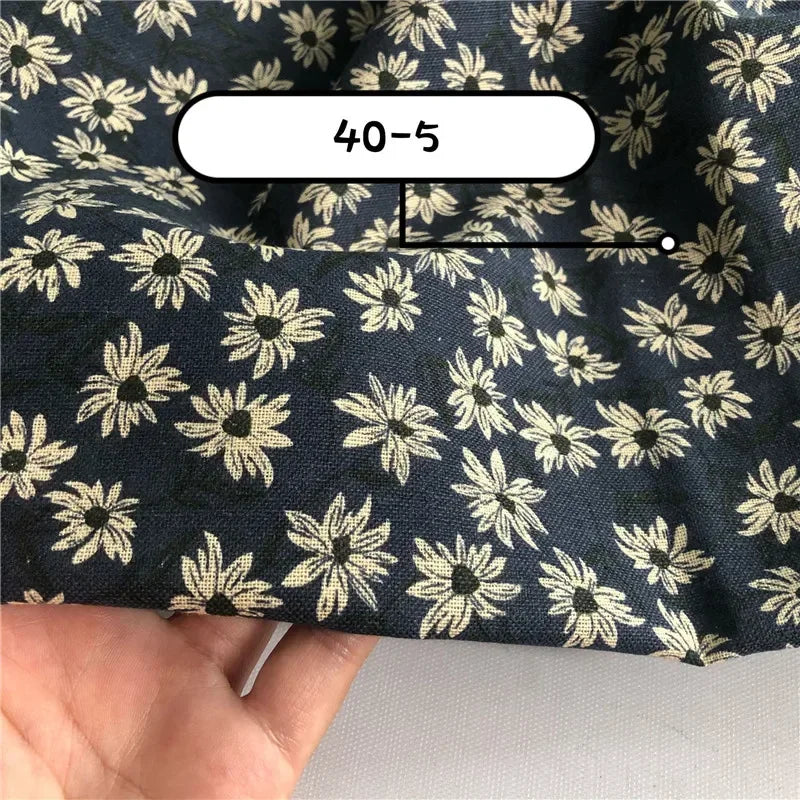145x50/100cm Cotton Linen Small Floral Printed Fabric For Women's Clothing, Decorative Fabric DIY Handmade Sewing Cloth TJ20270