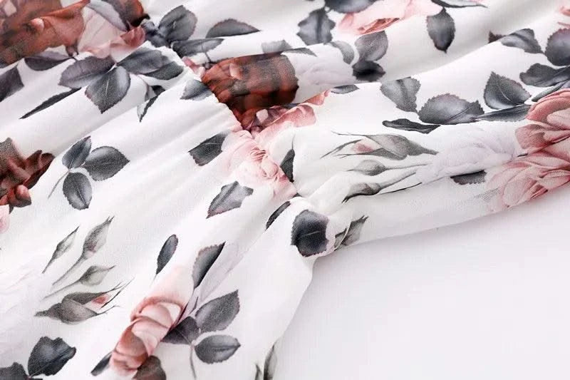 Summer Floral Print Dress For Women New Sleeveless Round Neck Dress Ruffled Short Sleeve Chiffon Print Short Dress For Women