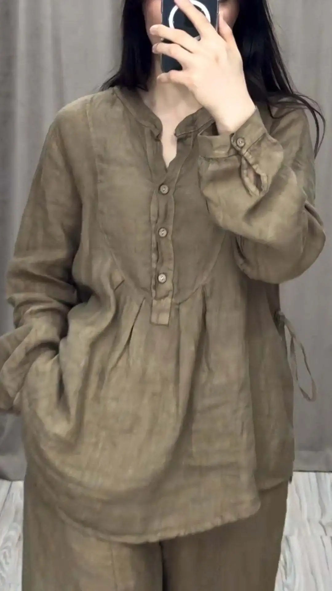 Women's 2 Piece Set Fashion Office Lady Cotton Linen Long-sleeve Casual Loose Wide-leg Pants Suit 2024 Spring Autumn Women Sets
