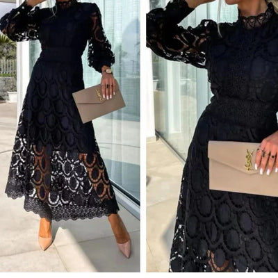 2024 Dresses for Women Party Puff Sleeve Long White Dress Lace High Waist Spring Elegant Y2k Evening Dress Formal Vestidos