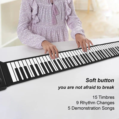 88 Key Portable Piano Handroll Electronic Piano Environmental Silicone Foldable Piano Home Practice for Travel Beginners