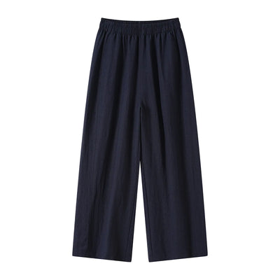 New Wide-leg Pants Women Clothing Summer Thin Loose Straight Casual Pants Solid High Waist Drape Nine-point Literary Pants