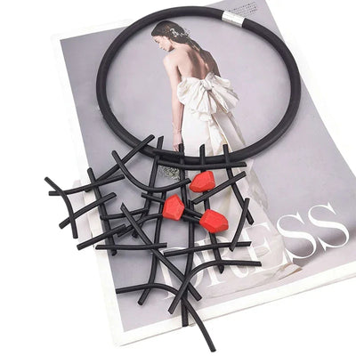 Fashion Designer Luxury Necklaces Women Handmade Gothic Pendant Necklace Rubber jewelry Wooden Accessories Statement Jewelry