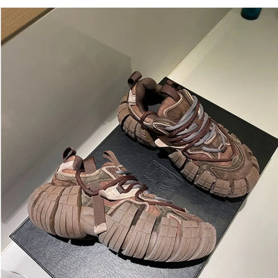 Chunky Sneakers for Women Fashion Platform White Leather Casual Dad Shoes Comfortable Wedge Walking Sport Sneakers