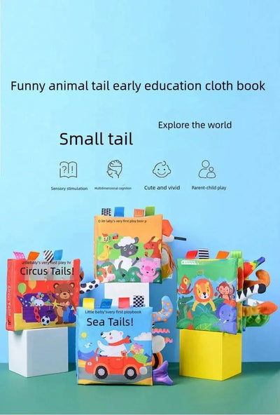 Montessori Education Baby Toys Busy Book Cartoon Animals Tail Interactive Parent-Child Fun Baby Cloth Book Baby Toys 0 6 Months