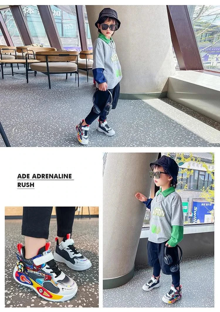 Boys' casual sports shoes | Lightweight and cushioned running shoes | 5-12 year old children's sports walking shoes | Shock abso