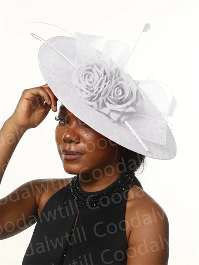 Royal Ascot Big Flower Fascinators Hat Women Wedding Pillbox Cap Ladies Derby Feather Fascinator Headdpiece Ladies Party Chapeau
