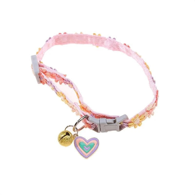 Pet Collar With Bell Cartoon Footprint Colorful Dog Puppy Kitten Collar Adjustable Safety Bell Ring Necklace Pet Accessories