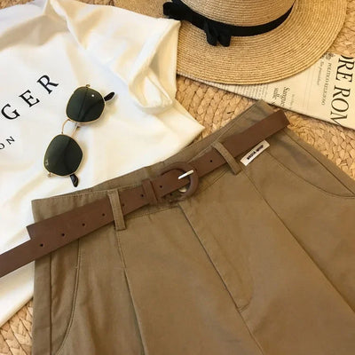 New Wide Leg Shorts for Women 2024 Summer Thin Cotton A Line Short Pants Office Lady Classic Loose Casual Zipper Women‘s Shorts