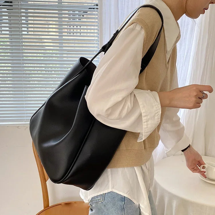 Luxury Tote Bag Woman 2025 Trend Large Capacity Female Shoulder Bag High Quality Leather Simple Designer Woman Handbag Purse