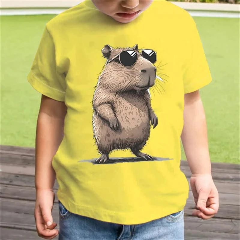 Cartoon 3D Capybara Print Kids Clothes Boys Tshirt Short Sleeve Children Summer Clothes Casual Harajuku Girl Clothes O-Neck Tops