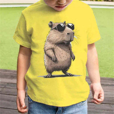 Cartoon 3D Capybara Print Kids Clothes Boys Tshirt Short Sleeve Children Summer Clothes Casual Harajuku Girl Clothes O-Neck Tops