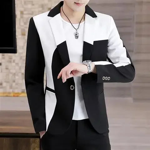 Thin Male Blazer Coat Short Cropped Men's Suit Jackets Slim Fit Single Breasted Luxury Designer High Quality Summer Casual 2024