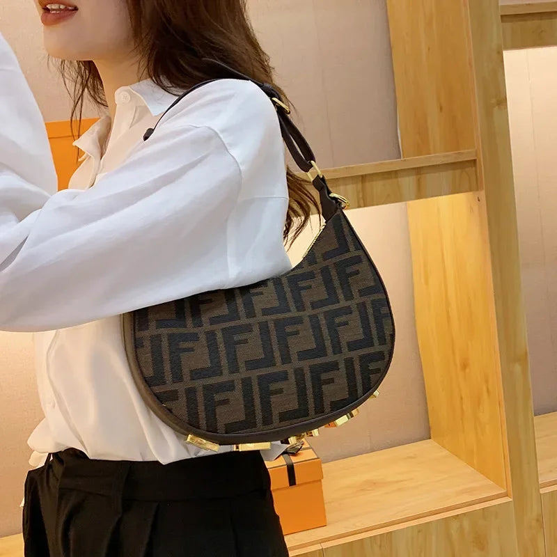 ‌2025 New Designer Underarm Bag Women Fashion Shoulder Handbag PU Leather Monogram Letter Print Crossbody Purse‌