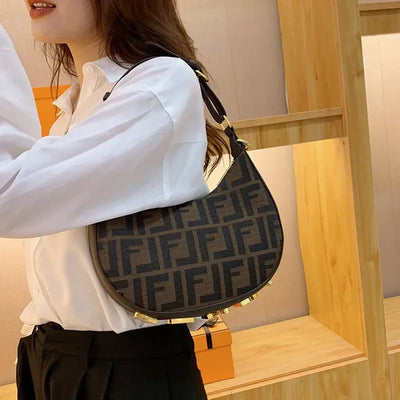 ‌2025 New Designer Underarm Bag Women Fashion Shoulder Handbag PU Leather Monogram Letter Print Crossbody Purse‌