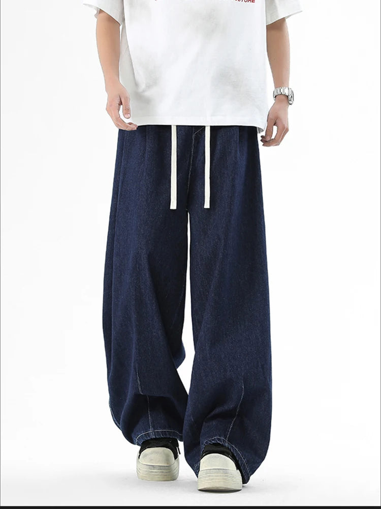 High Street American streetwear brand distressed jeans for men, water-stir-fried salt water washed high street retro long pants