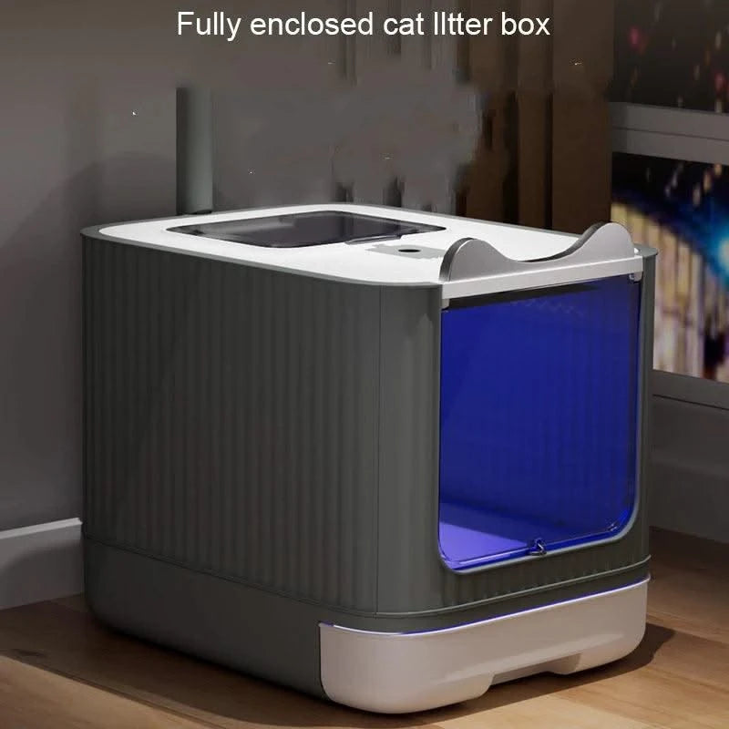 Pet UV Lights Top Drawer Litter Pan Fully Enclosed with In/out Door Control Disinfecting and Deodorizing For Cat Cat Litter Box