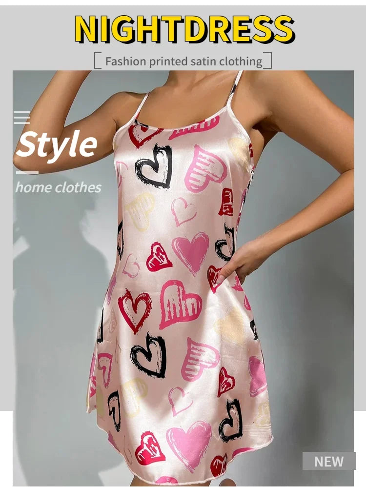 Women Nightdress Sexy Sleepwear Pajamas Nightgowns Slip Skirt Loungewear Nightie Ladies Summer Casual Home Clothes Pyjama Femme