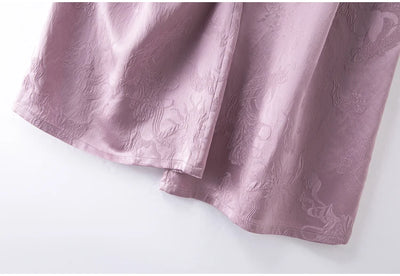 2025 Women's Fashion Spring New 100% Natural Mulberry Silk GuanLe Satin Fragrant Taro Purple High Waist Casual Wide Leg Pants