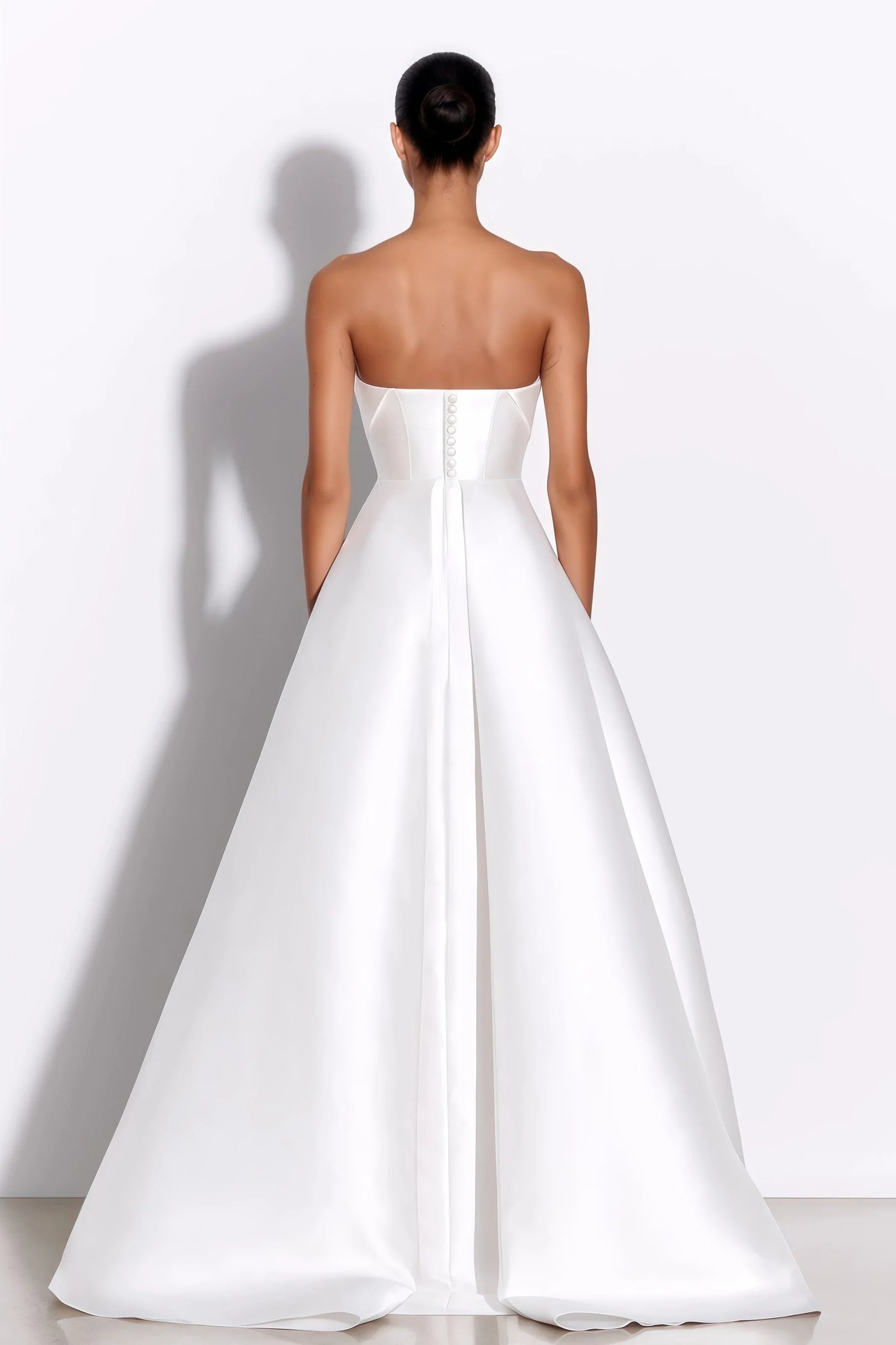 Satin Off shoulder Bride Wedding Dress White High Slit Ball Gown Sweetheart Sleeveless Ivory White Garden Beach Wedding