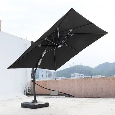 Umbrella Patio Outdoor Parasol black10ft Offset Cantilever Garden Led With Solar Lights