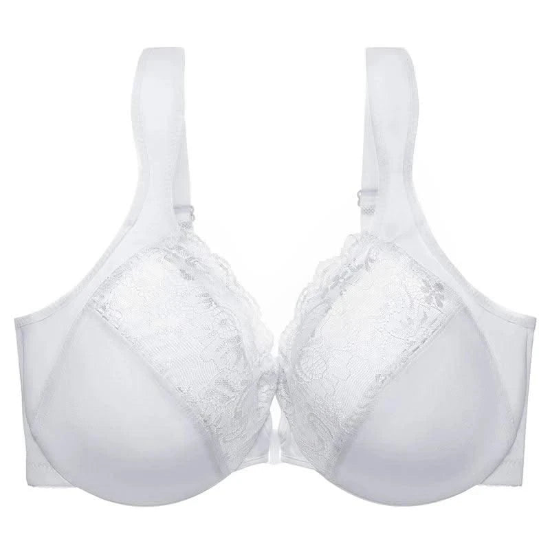 Front Closure Minimizer Bra for Womens Lace Floral Unlined Support Mesh Underwire Female Plunge Lingerie M L XL 3XL 4XL 5XL