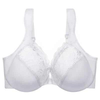 Front Closure Minimizer Bra for Womens Lace Floral Unlined Support Mesh Underwire Female Plunge Lingerie M L XL 3XL 4XL 5XL