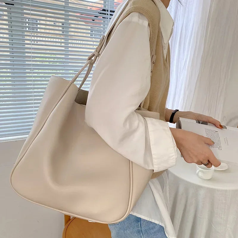 Luxury Tote Bag Woman 2025 Trend Large Capacity Female Shoulder Bag High Quality Leather Simple Designer Woman Handbag Purse