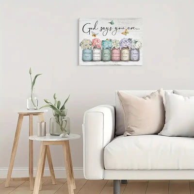 It reads "God Says you are a wall" in English, an artistic printed canvas painting - wall home decoration