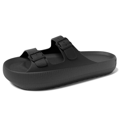 Women's Slippers Fashion Thick Sole Double Buckle Sandals Men Pool Beach Garden Quick Dry Open Toe Indoor Outdoor Shoes