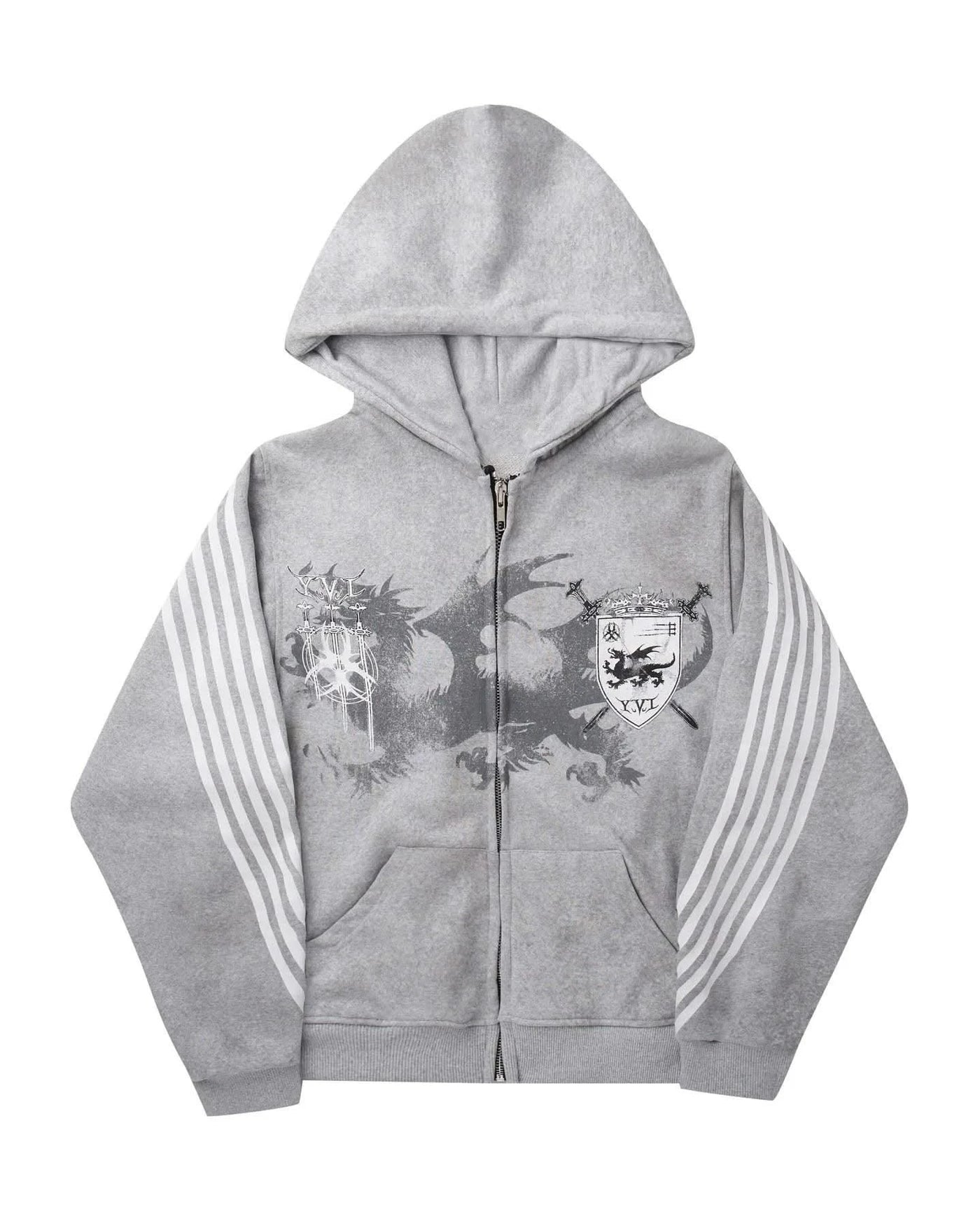 Sexy European and American printed striped hooded sweatshirt with zipper, pink men's and women's sports loose sweatshirt jacket