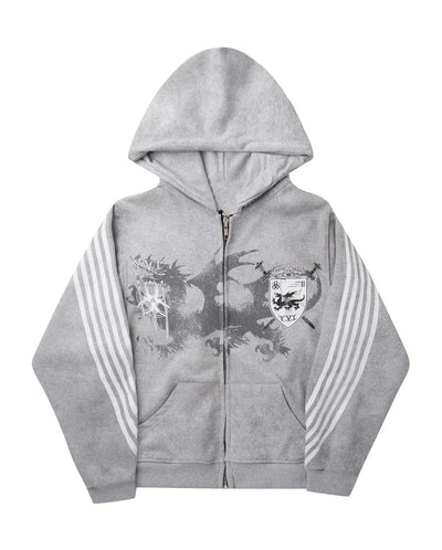 Sexy European and American printed striped hooded sweatshirt with zipper, pink men's and women's sports loose sweatshirt jacket