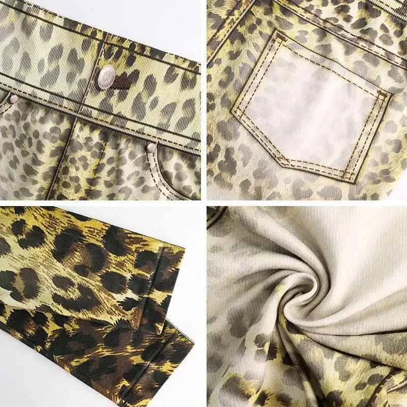 Leopard Print Yoga Pants Seamless Bleaching Print High Waist Peach Buttock Fitness Sports Trousers Breathable